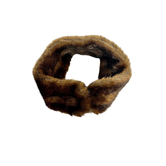 Fabulous Furs Faux Fur Neck Warmer Collar Brown Animal Print - Picture 2 of 8